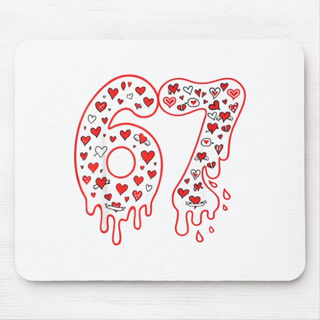 67 Ice Cream Drip Meme Six Seven Gen Alpha Valenti Mouse Mat (Front)