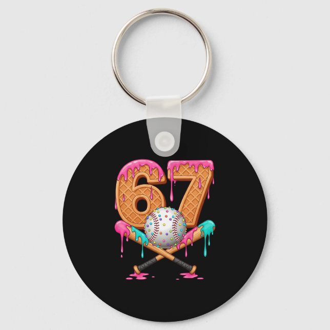 67 Ice Cream Drip Sell Number 67 Player 67th Birth Key Ring (Front)