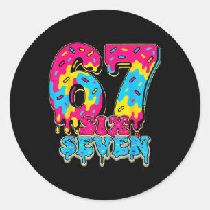 67 Ice Cream Drip Softll Gen Alpha Slang Six Seven Classic Round Sticker