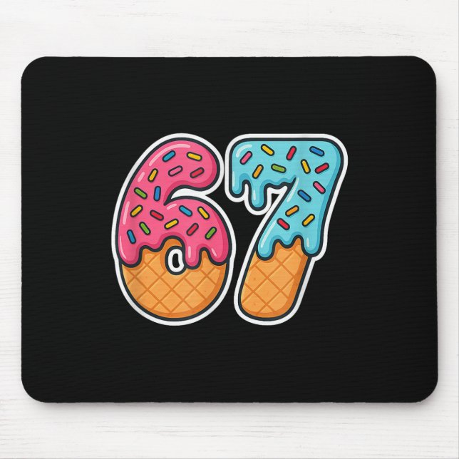 67 Ice Cream Meme Drip Six Seven Slang Gen Alpha  Mouse Mat (Front)