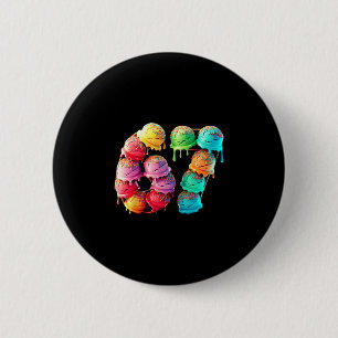 67 Ice Cream Scoop Drip Number Colorful Sports Sty 6 Cm Round Badge