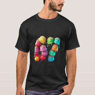 67 Ice Cream Scoop Drip Number Colorful Sports Sty T-Shirt