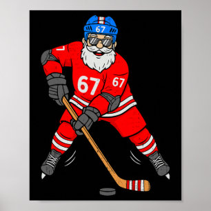 67 Ice Hockey Santa Six Seven Meme Christmas Sport Poster