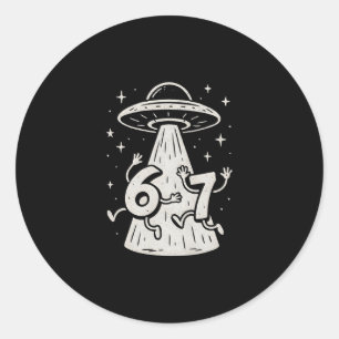 67 Internet Meme Ufo Six Seven Viral Trend Gen Alp Classic Round Sticker