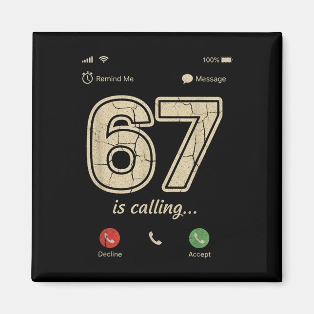 67 Is Calling Funny Gen Z Slang Meme Phone Screen  Magnet (Front)