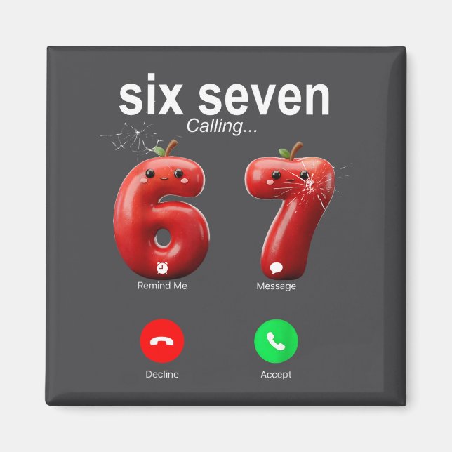 67 Is Calling Funny Meme 67 Accept Silly Six Seven Magnet (Front)