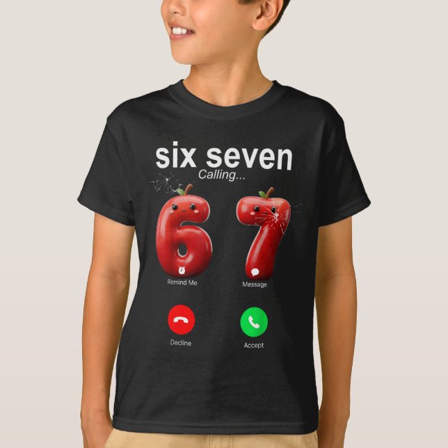 67 Is Calling Funny Meme 67 Accept Silly Six Seven T-Shirt (Front)