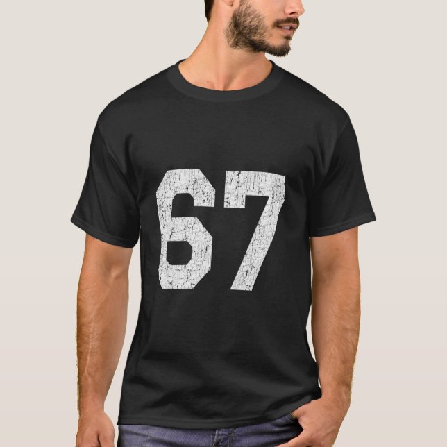#67 Jersey Uniform Varsity Sports Number  T-Shirt (Front)