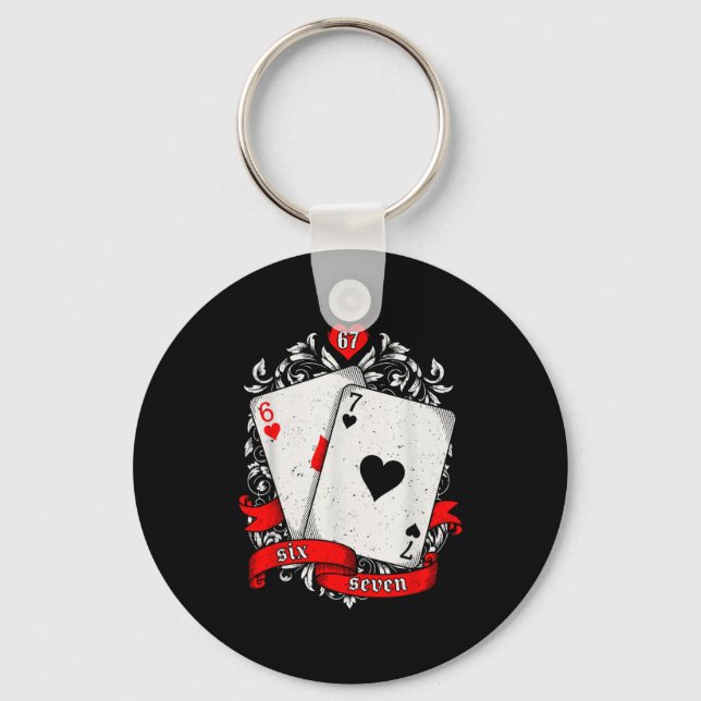 67 Ker Meme Card Art Lucky Hand Retro Aesthetic De Key Ring (Front)