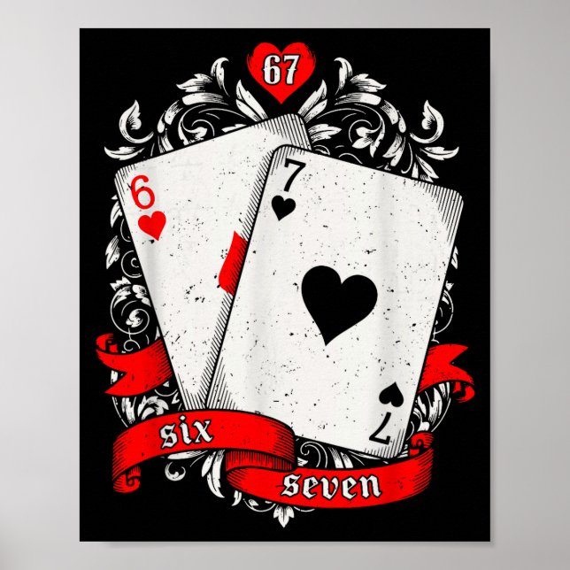 67 Ker Meme Card Art Lucky Hand Retro Aesthetic De Poster (Front)