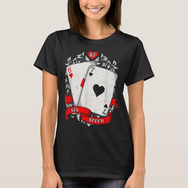 67 Ker Meme Card Art Lucky Hand Retro Aesthetic De T-Shirt (Front)