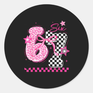 67 Leopard Checkered Funny Six Seven Meme 6-7 Teac Classic Round Sticker