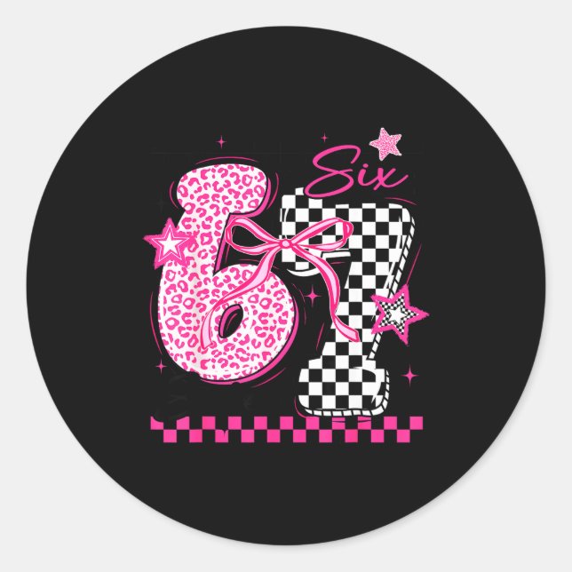 67 Leopard Checkered Funny Six Seven Meme 6-7 Teac Classic Round Sticker (Front)