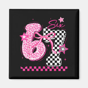 67 Leopard Checkered Funny Six Seven Meme 6-7 Teac Magnet