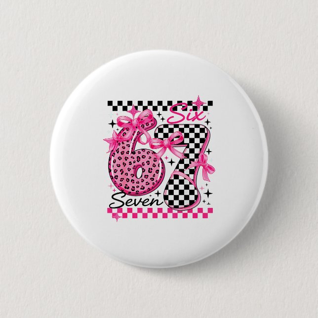 67 Leopard Checkered Six Seven Meme 6-7 Teachers  6 Cm Round Badge (Front)
