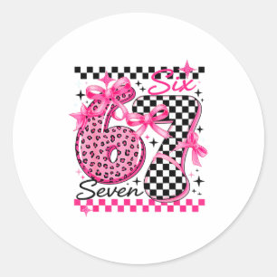 67 Leopard Checkered Six Seven Meme 6-7 Teachers Classic Round Sticker