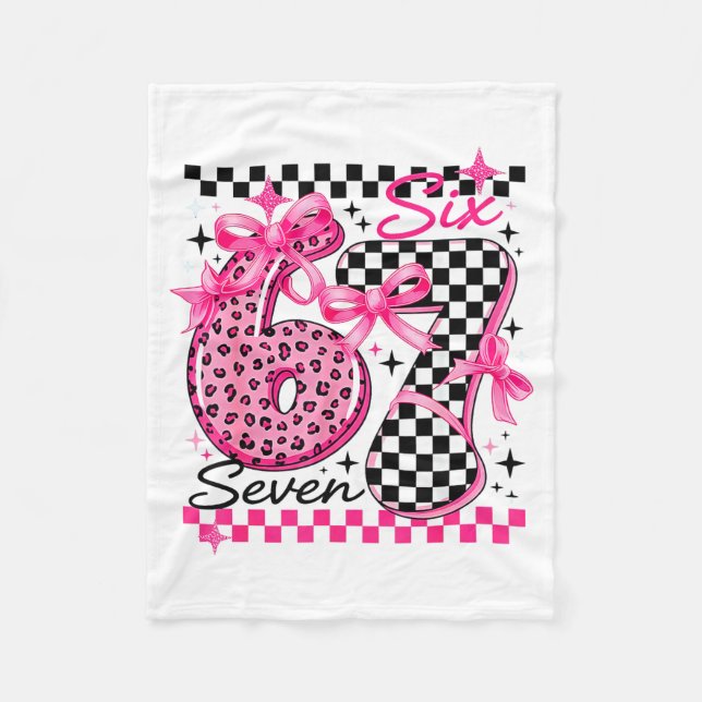 67 Leopard Checkered Six Seven Meme 6-7 Teachers  Fleece Blanket (Front)