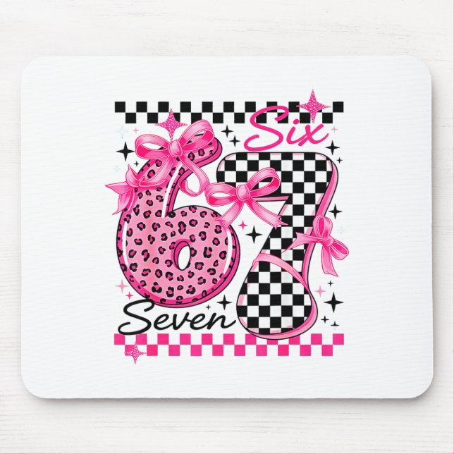 67 Leopard Checkered Six Seven Meme 6-7 Teachers  Mouse Mat (Front)