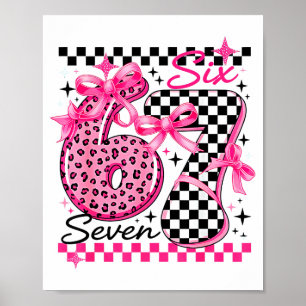 67 Leopard Checkered Six Seven Meme 6-7 Teachers  Poster