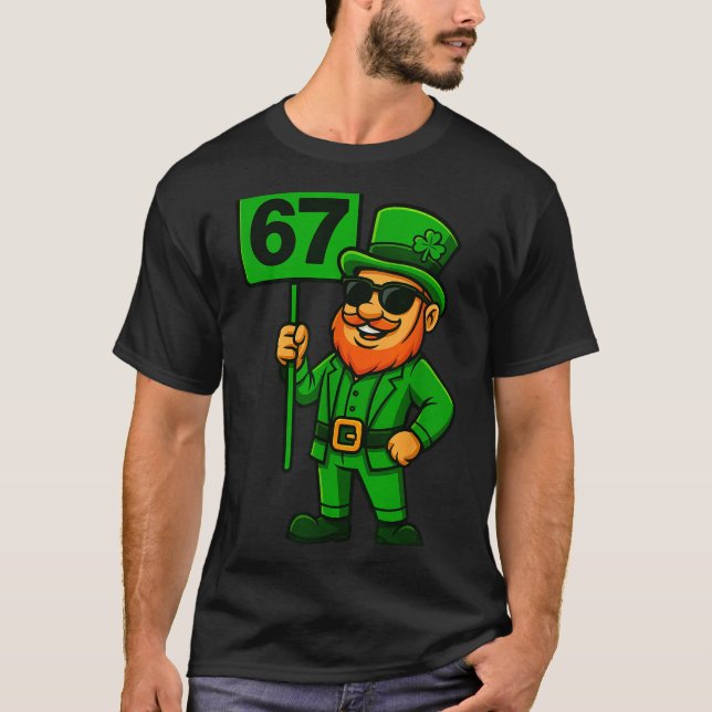 67 Leprechaun Six Seven Gen Meme Lucky Vibes St Pa T-Shirt (Front)