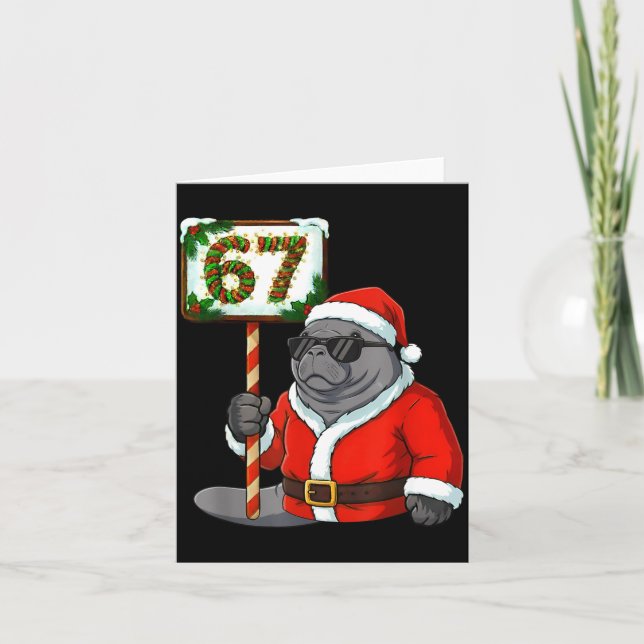 67 Manatee Christmas Six Seven Meme Brainrot Manat Card (Front)