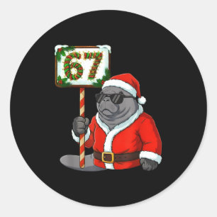 67 Manatee Christmas Six Seven Meme Brainrot Manat Classic Round Sticker