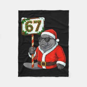 67 Manatee Christmas Six Seven Meme Brainrot Manat Fleece Blanket