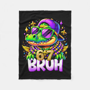 67 Mardi Gras Alligator Mardigator Six Seven Bruh  Fleece Blanket