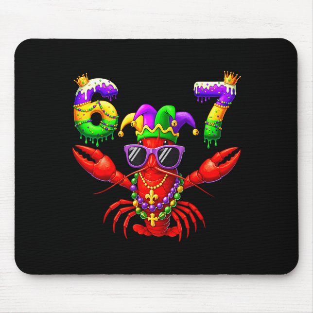 67 Mardi Gras Crawfish Beads Six Seven Carnival Bo Mouse Mat (Front)