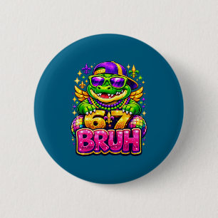 67 mardi gras party alligator mardigator six seven 6 cm round badge