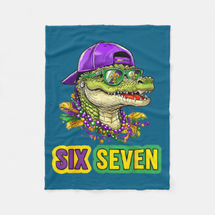 67 Mardigator Alligator Mardi Gras Six Seven Funny Fleece Blanket