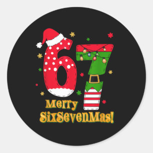 67 Mas Meme Candy Cane Six Seven Kids Men Women Ch Classic Round Sticker