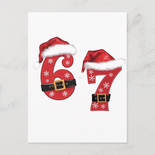 67 Mason Let's Get Sandy Christmas 67 Meme Funny Announcement Postcard (Front)