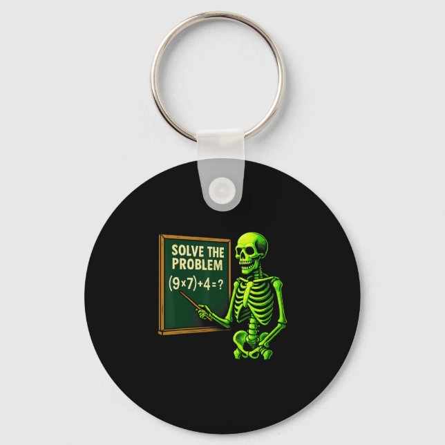67 Math Halloween Skeleton Meme For Teachers And S Key Ring (Front)