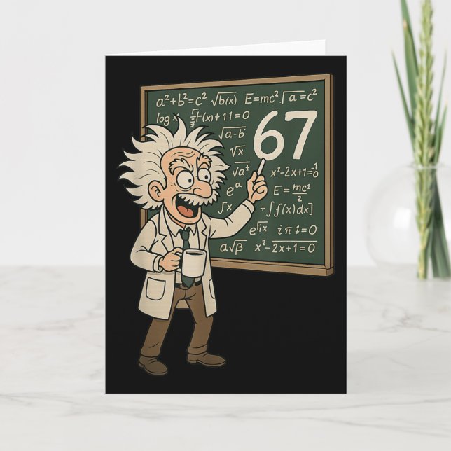 67 Math Meme Funny Professor Genius Chalkboard  Card (Front)