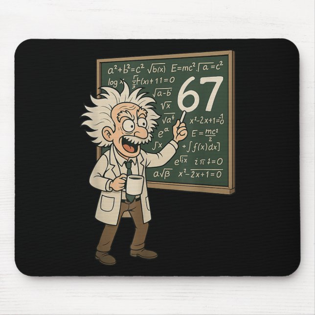 67 Math Meme Funny Professor Genius Chalkboard  Mouse Mat (Front)