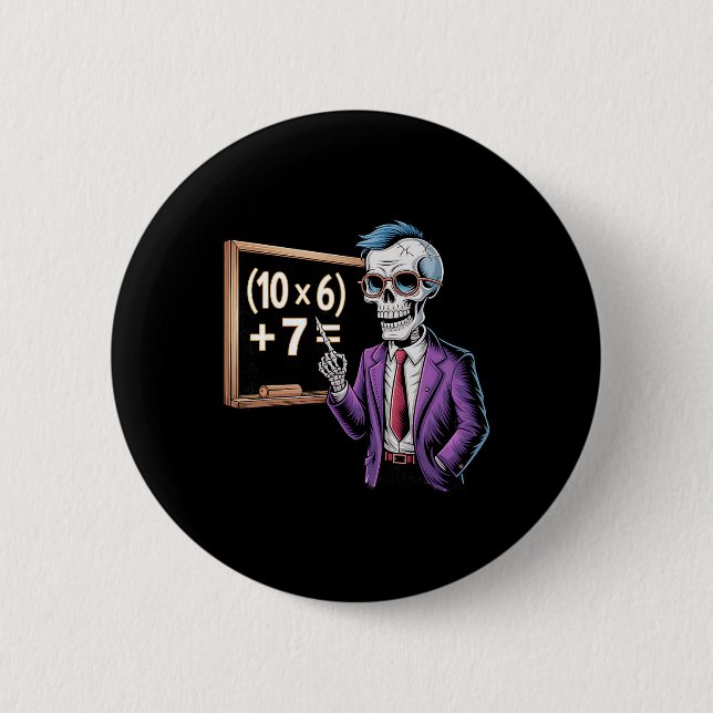 67 Math Teacher Meme Brainrot Six Seven Halloween  6 Cm Round Badge (Front)