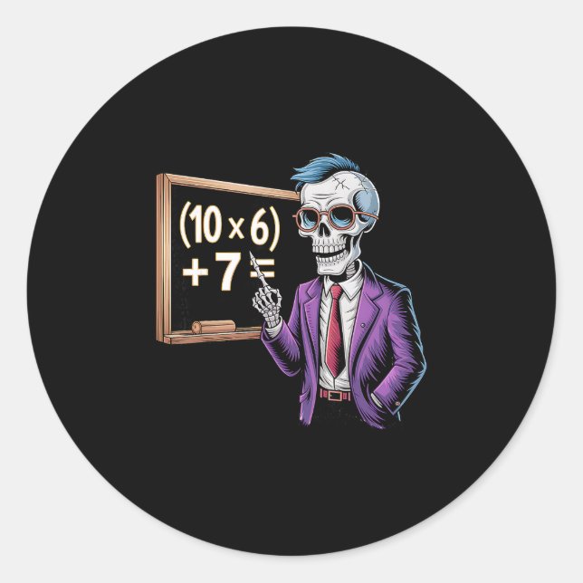 67 Math Teacher Meme Brainrot Six Seven Halloween  Classic Round Sticker (Front)