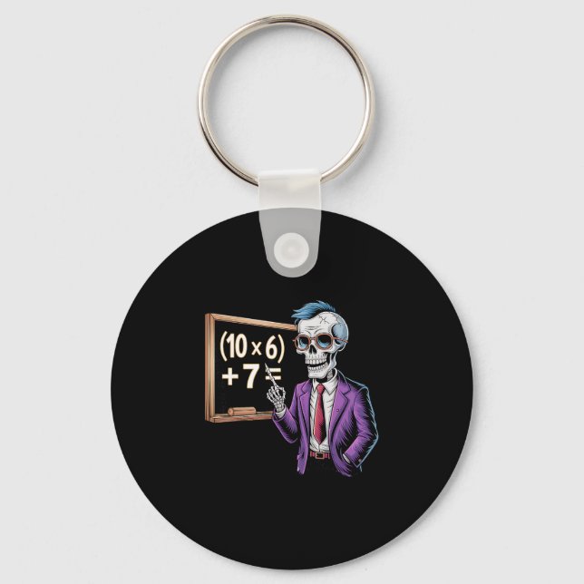 67 Math Teacher Meme Brainrot Six Seven Halloween  Key Ring (Front)