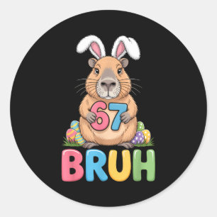 67 Meme 6 7 Bruh Six Seven Easter Capybara Kids Bo Classic Round Sticker