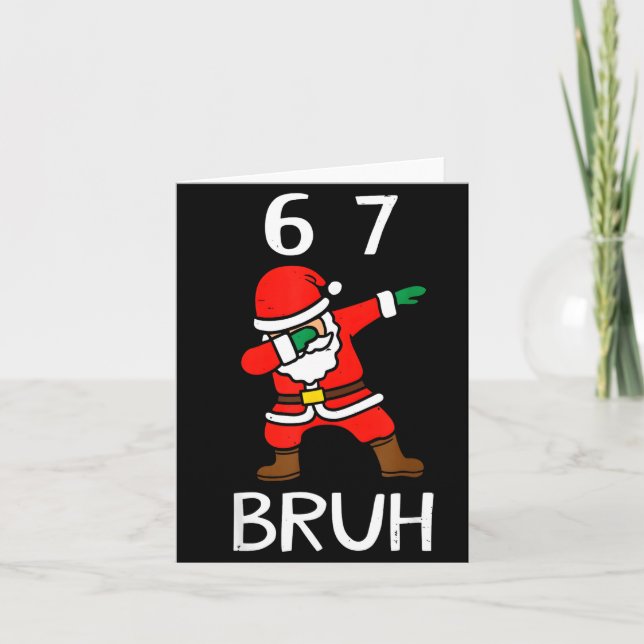 67 Meme 6 7 Funny Christmas Dabbing Santa Six Seve Card (Front)