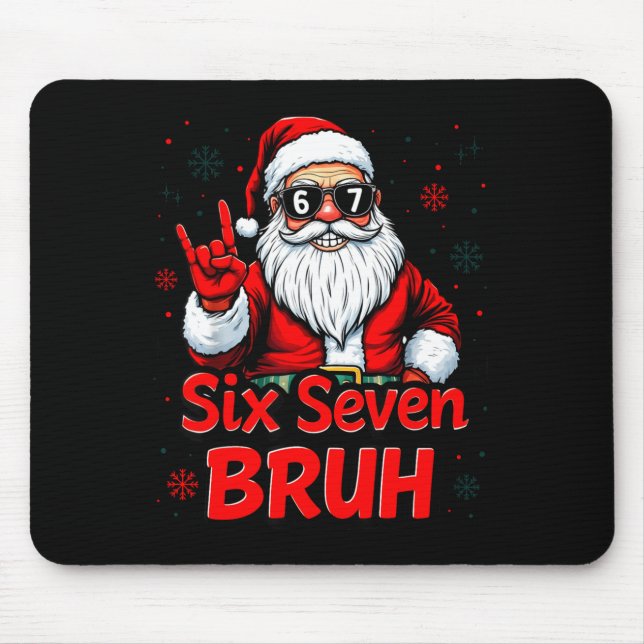 67 Meme 6 7 Funny Christmas Santa Rock On Six Seve Mouse Mat (Front)