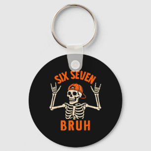 67 Meme 6 7 Funny Halloween Skeleton Rock On Six S Key Ring