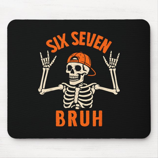 67 Meme 6 7 Funny Halloween Skeleton Rock On Six S Mouse Mat (Front)