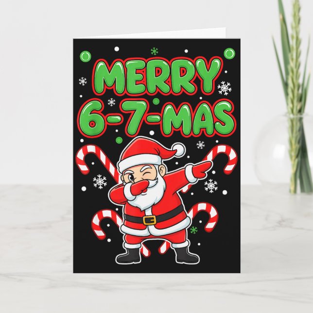 67 Meme Alpha Gen Slang Merry 6-7-mas Santa Christ Card (Front)