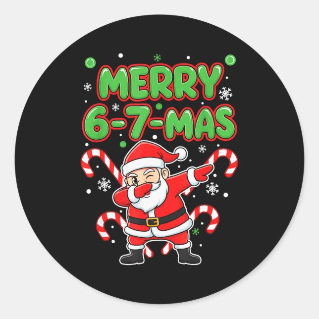 67 Meme Alpha Gen Slang Merry 6-7-mas Santa Christ Classic Round Sticker (Front)