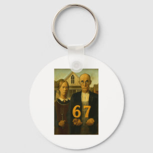 67 Meme American Gothic Art Six Seven Gen Alpha Sl Key Ring