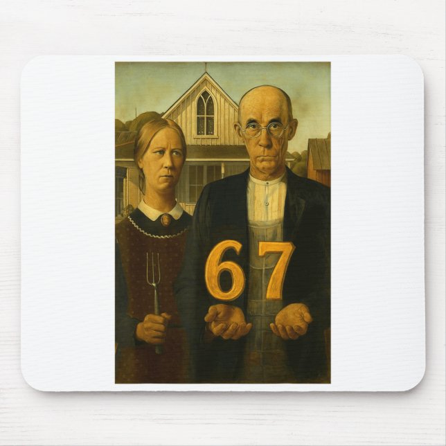 67 Meme American Gothic Art Six Seven Gen Alpha Sl Mouse Mat (Front)