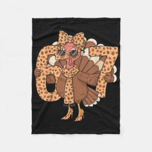 67 Meme Autumn Fall Turkey Sungles Funny Thanksgiv Fleece Blanket