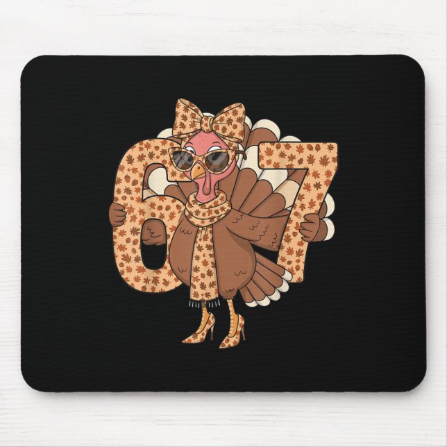 67 Meme Autumn Fall Turkey Sungles Funny Thanksgiv Mouse Mat (Front)